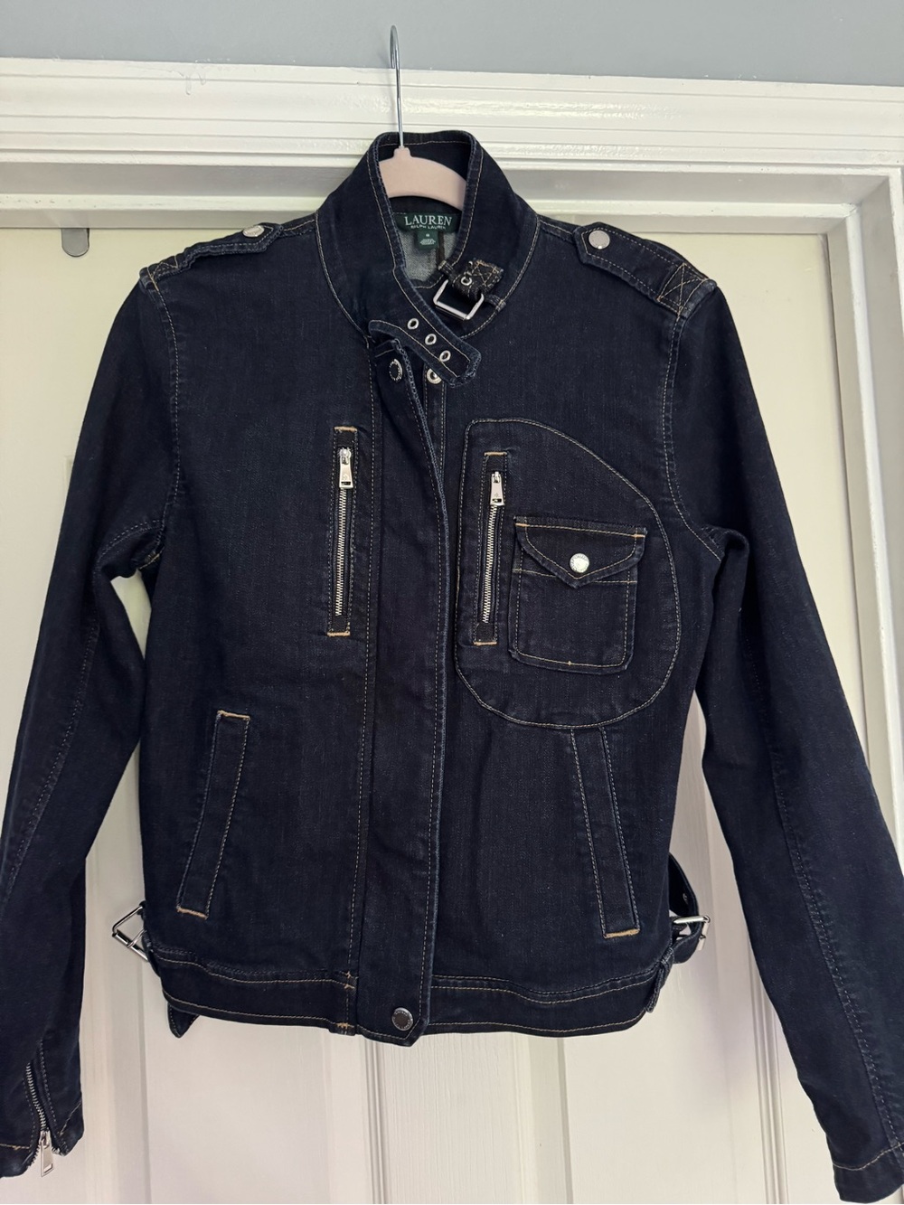 Ralph Lauren Dark Blue Denim Jacket with Contrast Stitching